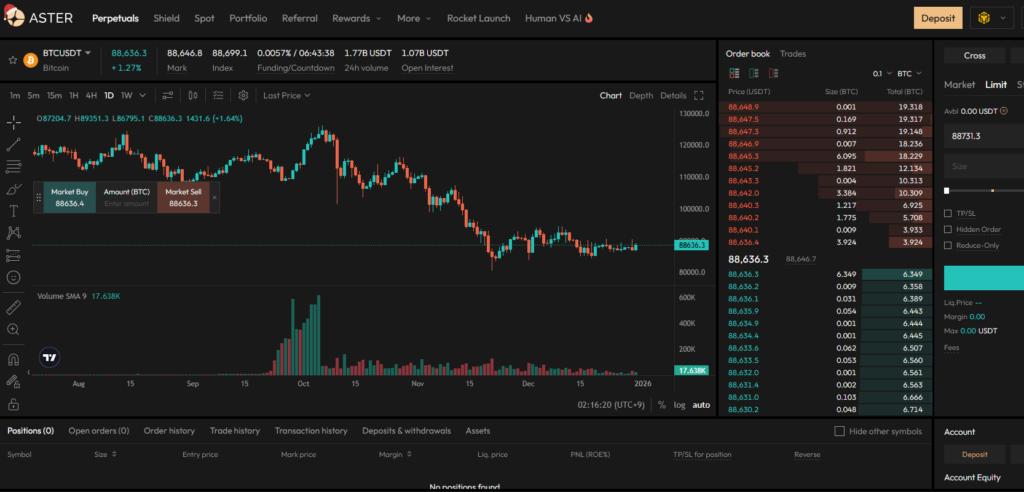 아스터(Aster DEX) 거래소 사용 후기