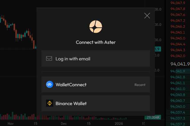 아스터 덱스(Aster DEX) 거래소 사용법